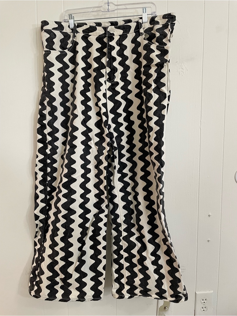 Cider Black/Ivory Retro Wide Leg Pattern Jeans